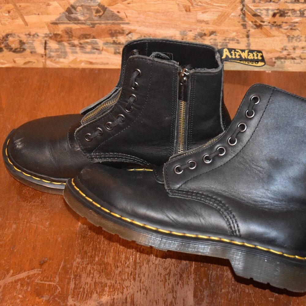 Dr Martens, 1460 zip mono - black zip boots. shoe women, sz 6